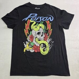 Poison Bret Michaels 80's Glam Rock Band Black Skull‎ Snake T-Shirt Men's Sz M